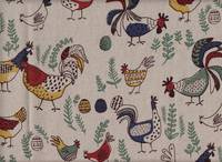 Reststück Wachstuch Hühner natur 75cm Reststück Wachstuch Hühner natur 75cm