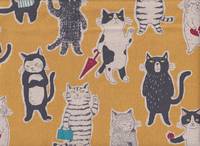 Wachstuch Miyako - Katzen gelb Wachstuch Miyako - Katzen gelb