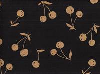 Wachstuch Kirschen schwarz gold Wachstuch Kirschen schwarz gold