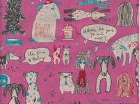 Reststück Wachstuch Miyako dog pink 59cm Reststück Wachstuch Miyako dog pink 59cm