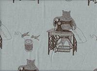 Wachstuch Sewing Cat hellblau Wachstuch Sewing Cat hellblau