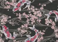 Wachstuch Koi & Sakura graugrün Wachstuch Koi & Sakura graugrün