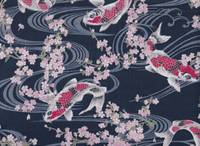 Wachstuch Koi & Sakura blau Wachstuch Koi & Sakura blau