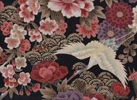 Wachstuch Kranich groß schwarz gold Wachstuch Kranich groß schwarz gold