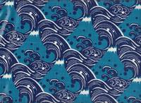 Wachstuch Fuji und Wellen dunkelblau Wachstuch Fuji und Wellen dunkelblau