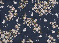 Wachstuch Hase & Kirschblüte blau Wachstuch Hase & Kirschblüte blau