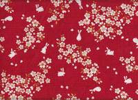 Wachstuch Hase & Kirschblüte rot Wachstuch Hase & Kirschblüte rot