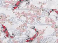 Wachstuch Koi & Sakura weiß Wachstuch Koi & Sakura weiß