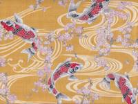 Wachstuch Koi & Sakura gelb Wachstuch Koi & Sakura gelb