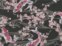 Wachstuch Koi & Sakura graugrün Wachstuch Koi & Sakura graugrün