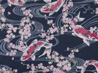 Wachstuch Koi & Sakura blau Wachstuch Koi & Sakura blau