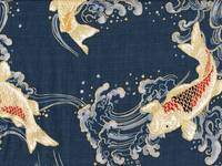 Wachstuch Koi & Wellen petrol Wachstuch Koi & Wellen petrol