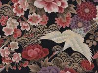 Wachstuch Kranich groß schwarz gold Wachstuch Kranich groß schwarz gold