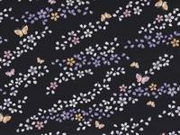 Wachstuch Blüten & Schmetterling schwarz Wachstuch Blüten & Schmetterling schwarz