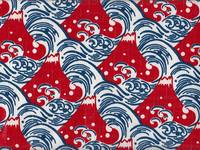 Wachstuch Fuji und Wellen rot Wachstuch Fuji und Wellen rot