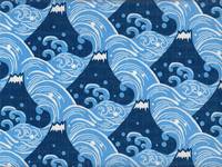 Wachstuch Fuji und Wellen hellblau Wachstuch Fuji und Wellen hellblau