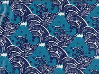 Wachstuch Fuji und Wellen dunkelblau Wachstuch Fuji und Wellen dunkelblau