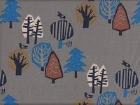 Wachstuch Vögel im Wald grau Wachstuch Vögel im Wald grau