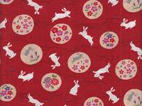 Wachstuch Hase & Blumen rot Wachstuch Hase & Blumen rot