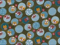 Wachstuch Shiba Inu grün Wachstuch Shiba Inu grün