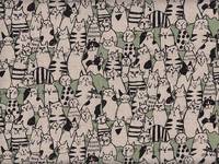 Wachstuch Cats light green Wachstuch Cats light green