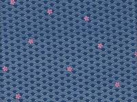 Wachstuch Wellen & Sakura blau Wachstuch Wellen & Sakura blau