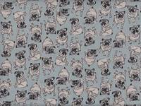 Wachstuch Möpse hellblau Wachstuch Möpse hellblau