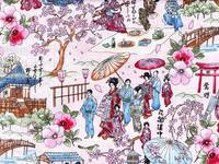 Wachstuch Kyoto rosa Wachstuch Kyoto rosa