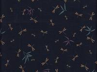 Wachstuch Libellen und Bambus blau Wachstuch Libellen und Bambus blau