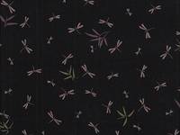 Wachstuch Libellen und Bambus schwarz Wachstuch Libellen und Bambus schwarz