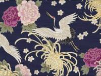 Wachstuch Kranich & Kiku blau Wachstuch Kranich & Kiku blau