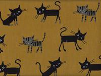 Wachstuch Katzen & Punkte ocker Doubleface Wachstuch Katzen & Punkte ocker Doubleface