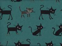 Wachstuch Katzen & Punkte grün Doubleface Wachstuch Katzen & Punkte grün Doubleface