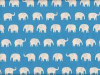 Wachstuch Elefanten groß weiß auf blau