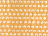 Wachstuch Elefanten klein weiß auf gelb