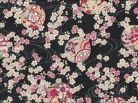 Wachstuch Sakura temari schwarz Wachstuch Sakura temari schwarz