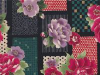 Wachstuch Modern - Kiku Patch schwarz Wachstuch Modern - Kiku Patch schwarz