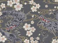 Wachstuch Drache & Sakura grau Wachstuch Drache & Sakura grau