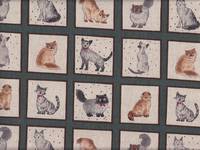 Wachstuch Katzen graugrün Wachstuch Katzen graugrün