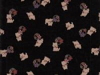 Wachstuch Hund & Sakura schwarz Wachstuch Hund & Sakura schwarz