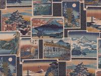 Wachstuch Ukiyo-e graublau Wachstuch Ukiyo-e graublau