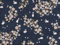 Wachstuch Hase & Kirschblüte blau Wachstuch Hase & Kirschblüte blau