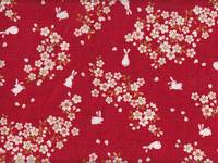 Wachstuch Hase & Kirschblüte rot Wachstuch Hase & Kirschblüte rot