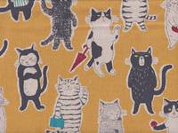 Wachstuch Miyako - Katzen gelb Wachstuch Miyako - Katzen gelb