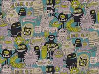 Wachstuch Little Monster blau Wachstuch Little Monster blau