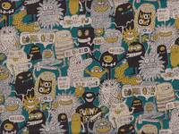 Wachstuch Little Monster petrol Wachstuch Little Monster petrol