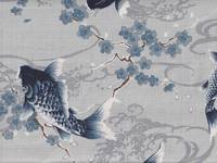 Wachstuch Koi & Sakura grau Wachstuch Koi & Sakura grau