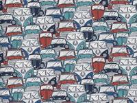 Wachstuch Retro Car blue red Wachstuch Retro Car blue red