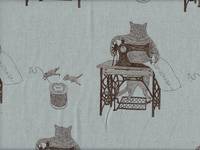 Wachstuch Sewing Cat hellblau Wachstuch Sewing Cat hellblau