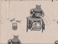 Wachstuch Sewing Cat natur Wachstuch Sewing Cat natur